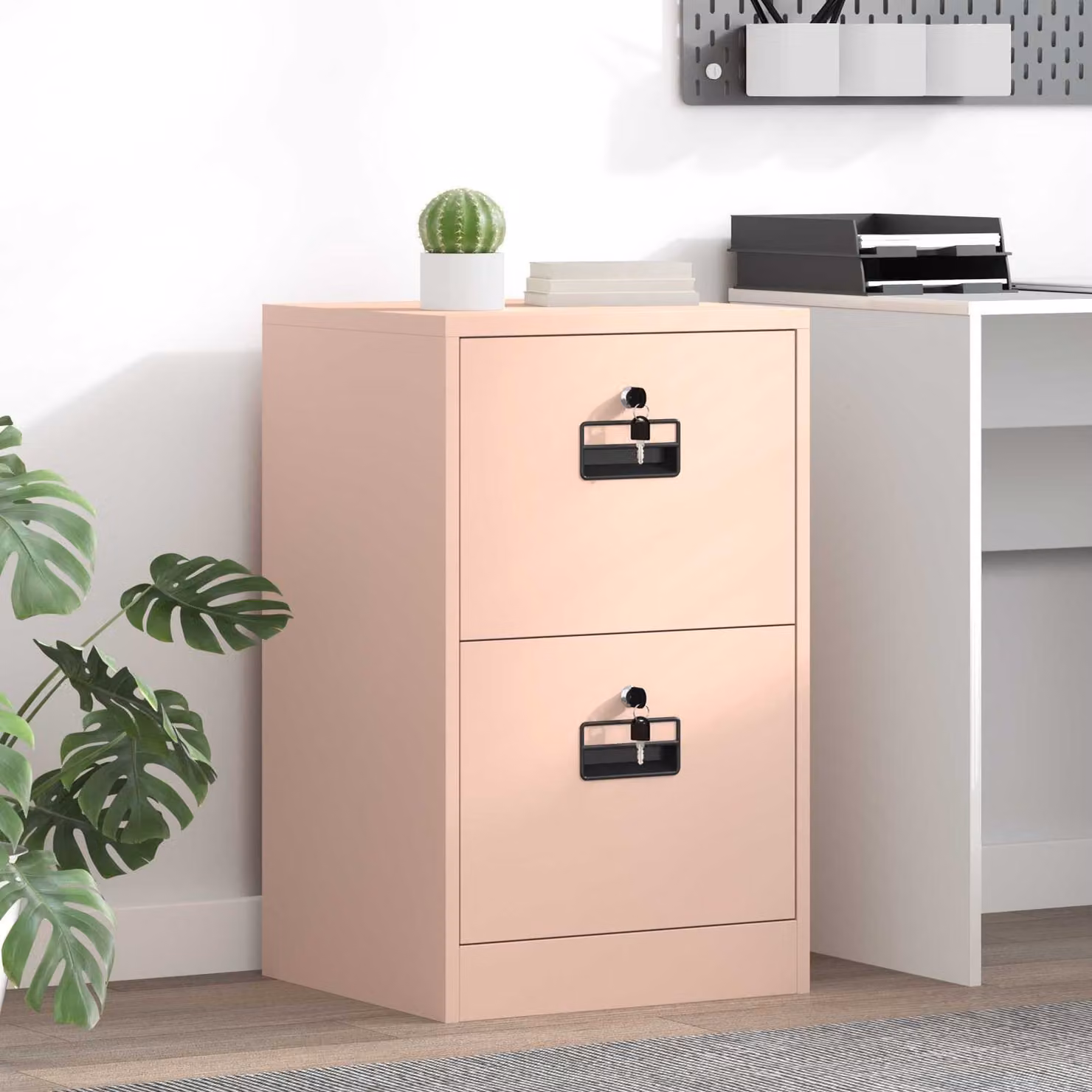 Armadio per file vidaXL in metallo rosa con cassetti e serratura L/P/H: 45,5 x 42 x 74,5 cm