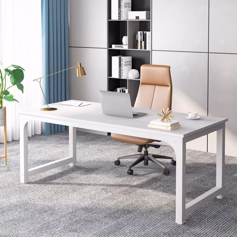 Scrivania, tavolo per computer, scrivania da ufficio, tavolo da lavoro, dimensioni 180 x 80 x 75 cm, colore bianco
