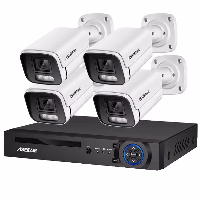 Sistema di telecamere di sicurezza, risoluzione 8MP, rilevamento del movimento AI, no-a, 4CH NVR e 4 telecamere