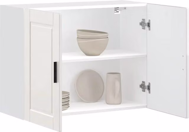 Pensile da cucina moderno vidaXL bianco lucido con ante a battente e ripiani interni L/P/H: 80 x 31 x 60 cm