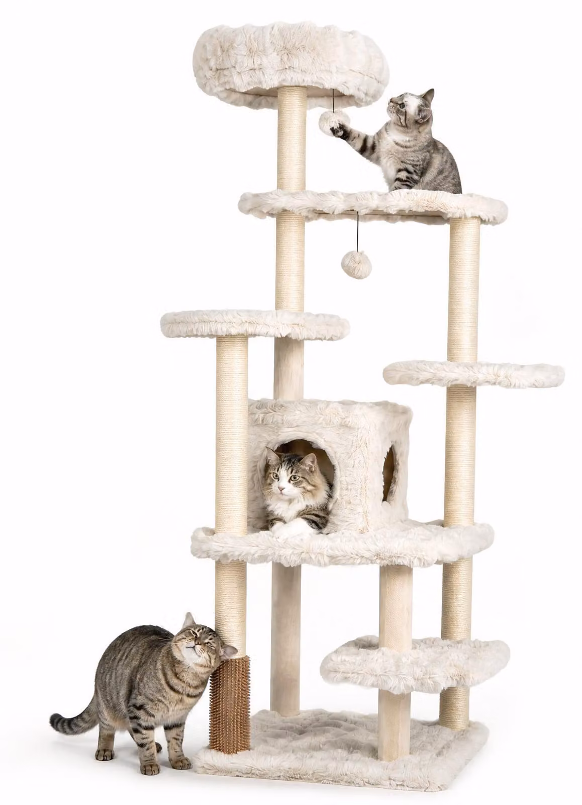 KOMFOTTEU, tiragraffi per gatti, 170 cm, realizzato in peluche, con cuccia per gatti
