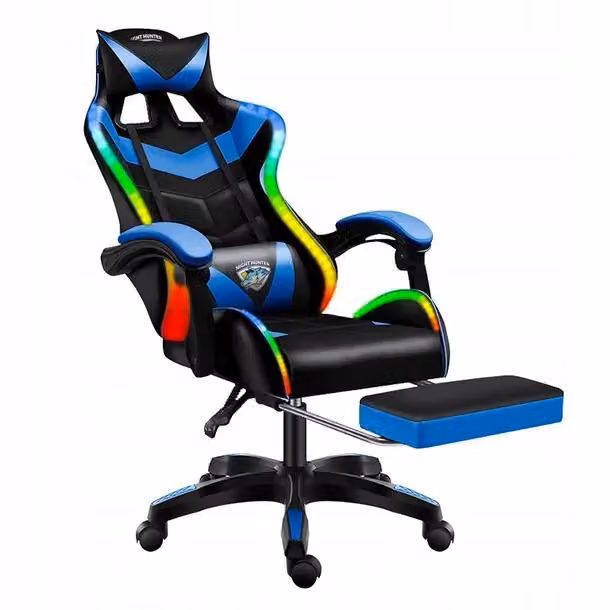 Sedia da ufficio Sedia da computer Sedia da scrivania Sedia da gioco ergonomica Massaggio LED Blu