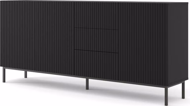 FURNLUX Credenza Ravenna B Nero 200cm / Colore principale: Nero / Dimensioni: 200 x 89 x 42 cm
