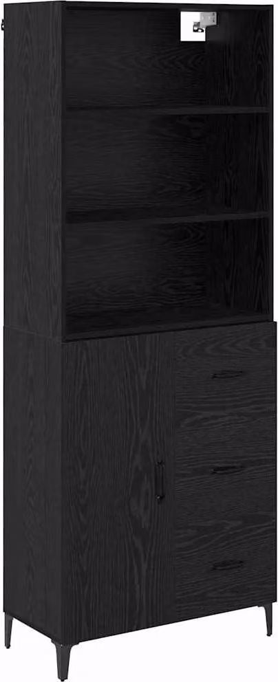 Credenza Rovere Nero 69,5 x 34 x 180 cm Legno multistrato