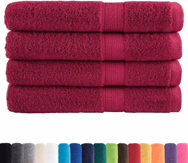 Set di 4 asciugamani per sauna e bagno SOLUND in cotone rosso, L 80 cm x P 200 cm, 600 g/m2