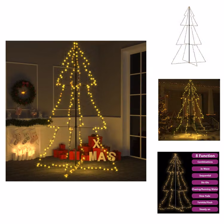 vidaXL Albero di Natale a forma di cono 240 LED Indoor Outdoor 118x180 cm - Alberi di Natale
