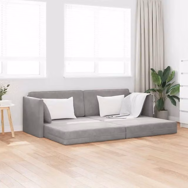 Divano-letto da pavimento-Sofa Letto-Daybed Grigio chiaro 213 x 70 x 77 cm