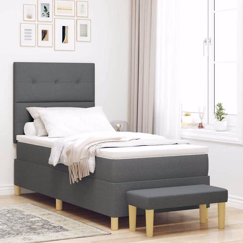 Maison Exclusive - Letto boxspring con testiera grigio scuro 200 x 80 cm in tessuto