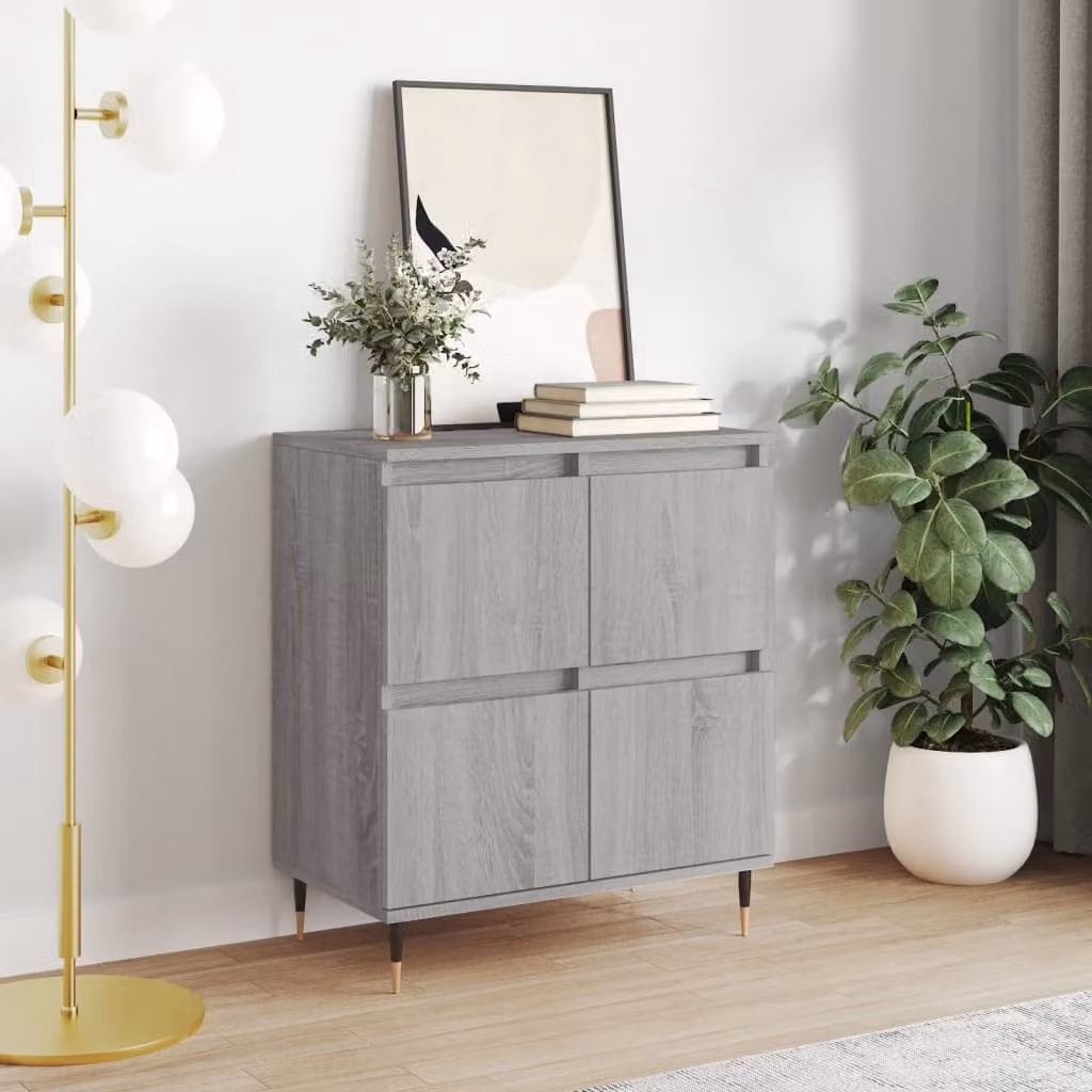 Credenza moderna vidaXL in legno multistrato e metallo, Grigio Sonoma, L: 60 cm, P: 35 cm, H: 70 cm