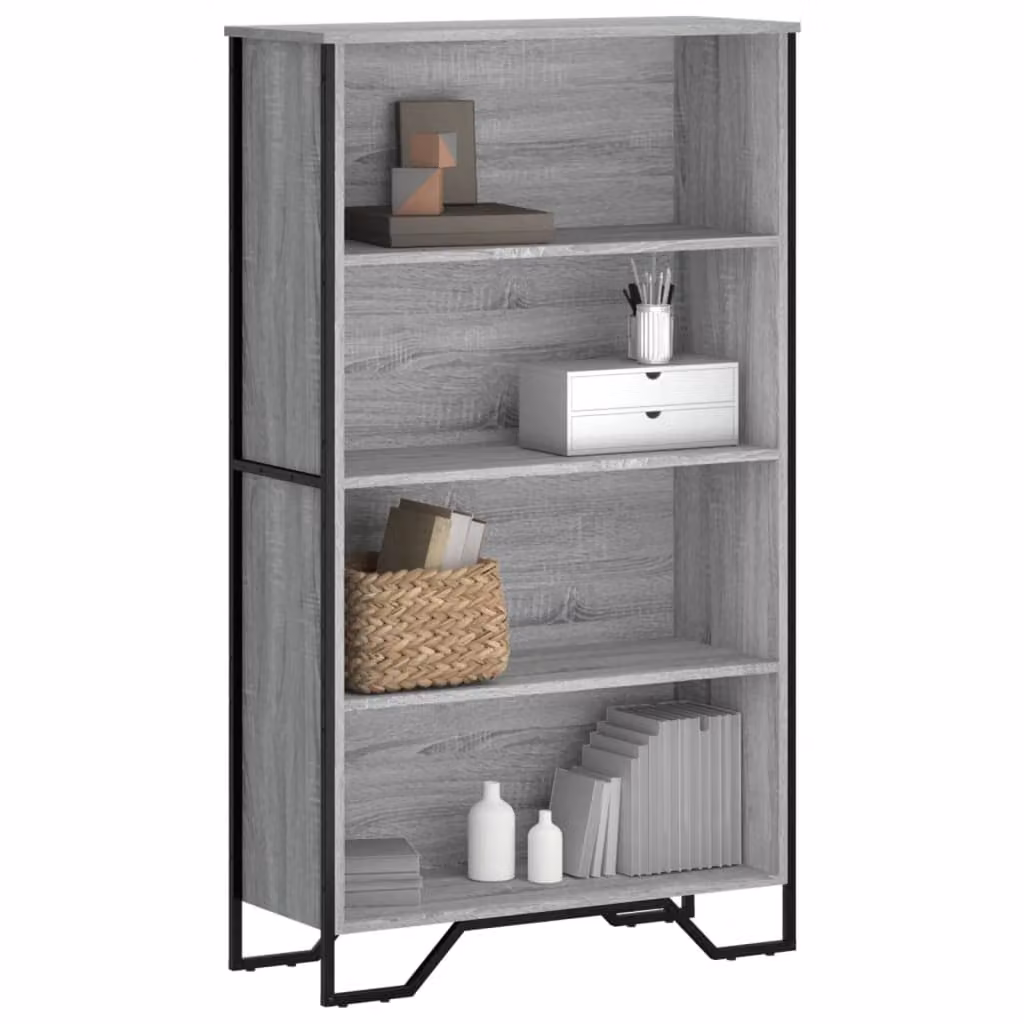 Libreria moderna vidaXL in legno e metallo Grigio, L 80 cm, P 31 cm, H 137,5 cm