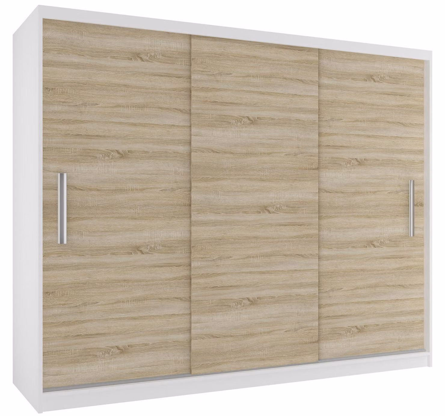 BELINI Verona, armadio scorrevole da 232 cm, bianco/effetto legno sonoma opaco - armadio per l'ingresso con asta appendiabiti, ideale per la camera da letto