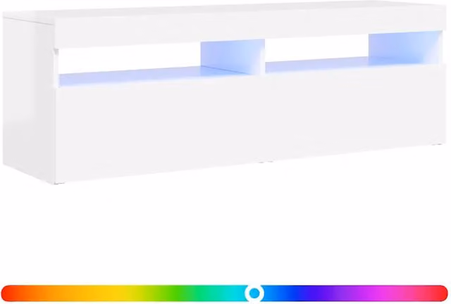 Mobile TV moderno DESIGN IN in legno bianco lucido con luci LED integrate L/P/H: 120 x 35 x 40 cm – 1