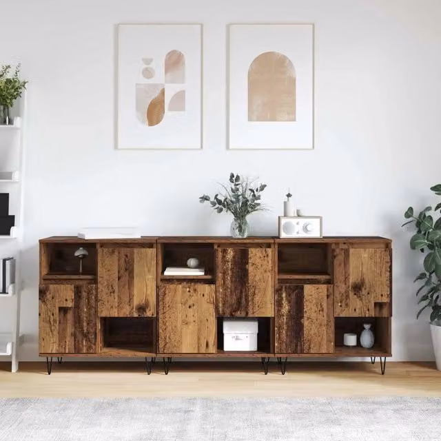 Credenza 3 pz Legno vecchio 60 x 35 x 70 cm 3394563