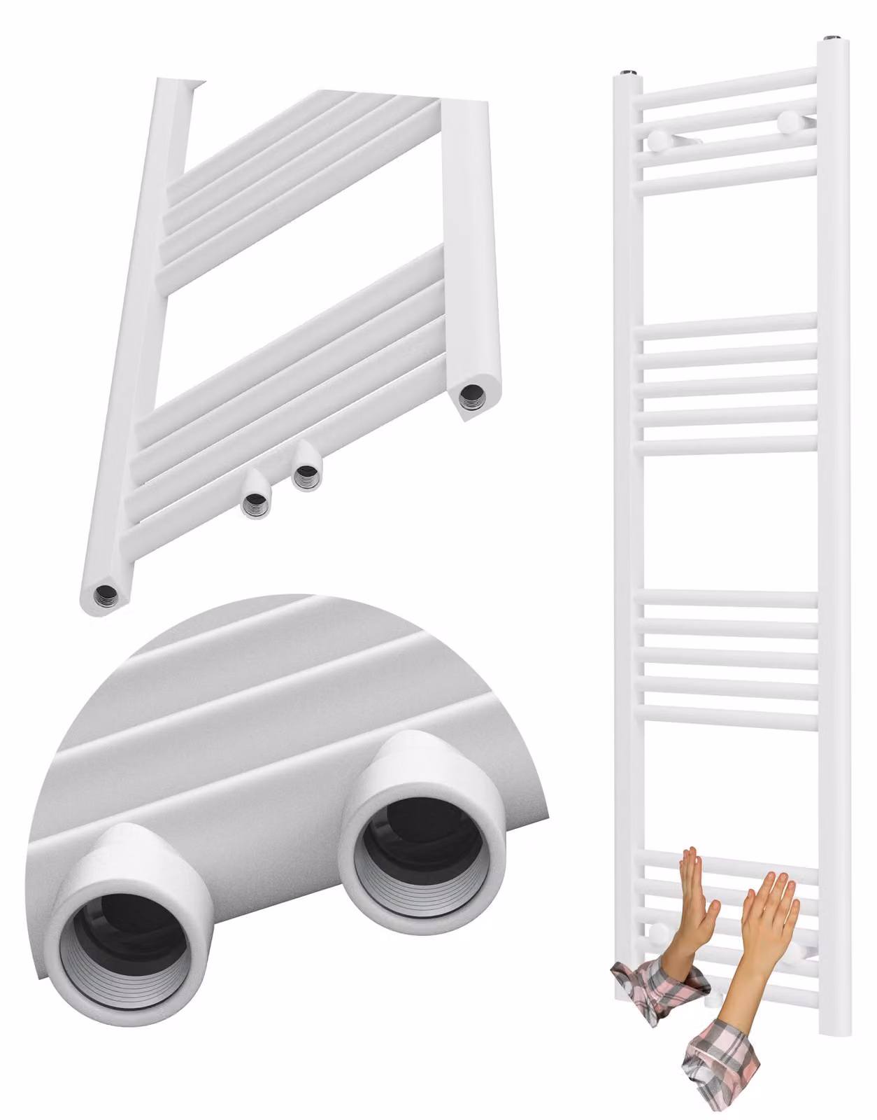 Granitan - Termoarredo bagno - Scaldasalviette 130x40 cm - Radiatore bianco - 440 W - RAVEN