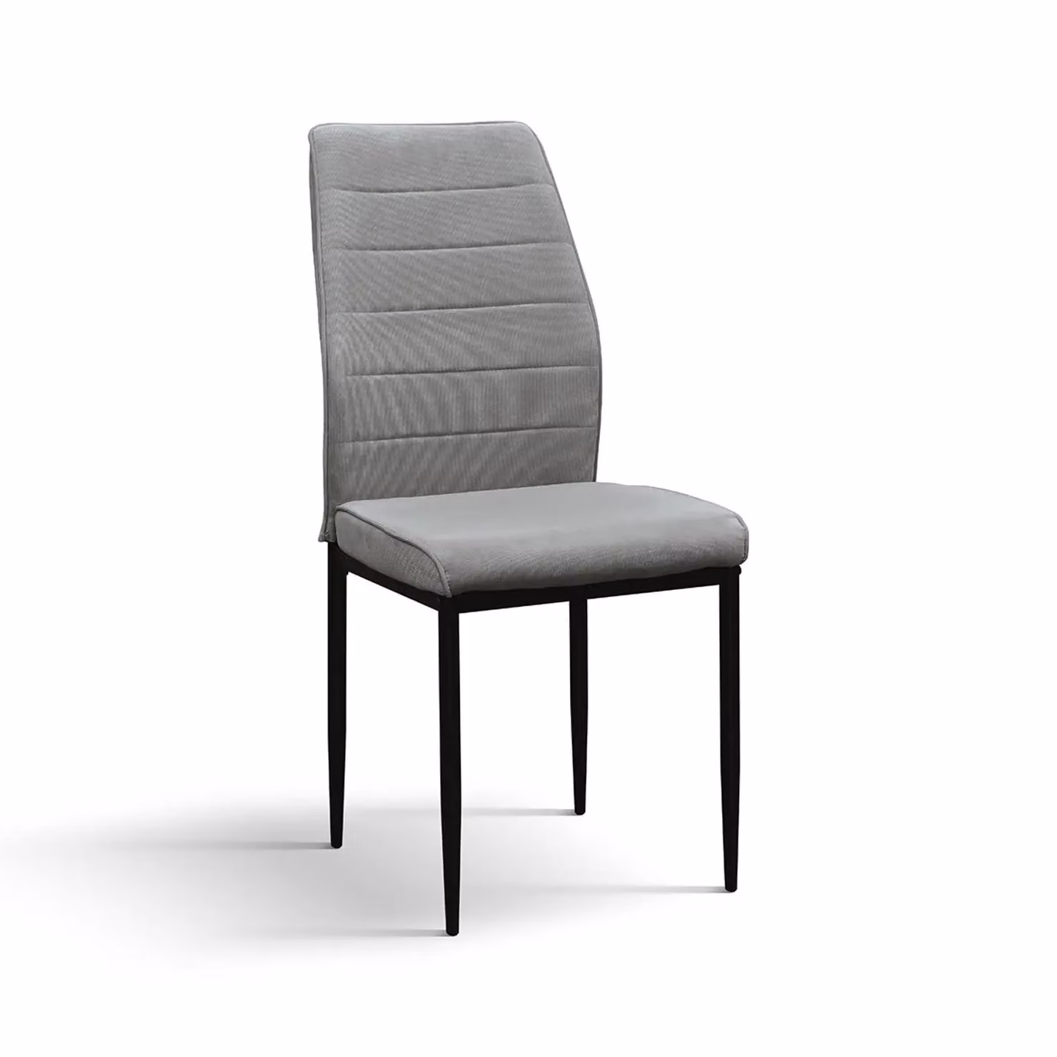Set di 4 sedie LUBIANA in tessuto grigio e gambe in metallo nero opaco