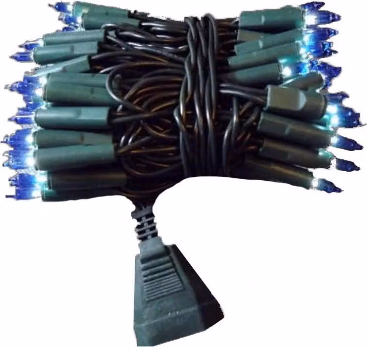 Luci blu per albero di Natale 100L con presa extra e cavo verde 220V-240V 6,5m
