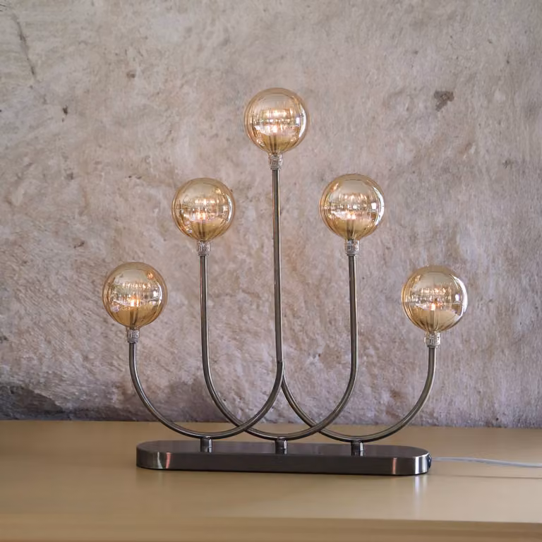Markslöjd Portacandele Enys, ottone anticato, ferro/vetro, a 5 luci, E5 Enys, Bronzo / Ottone antico, Soggiorno / Sala da pranzo, Metallo