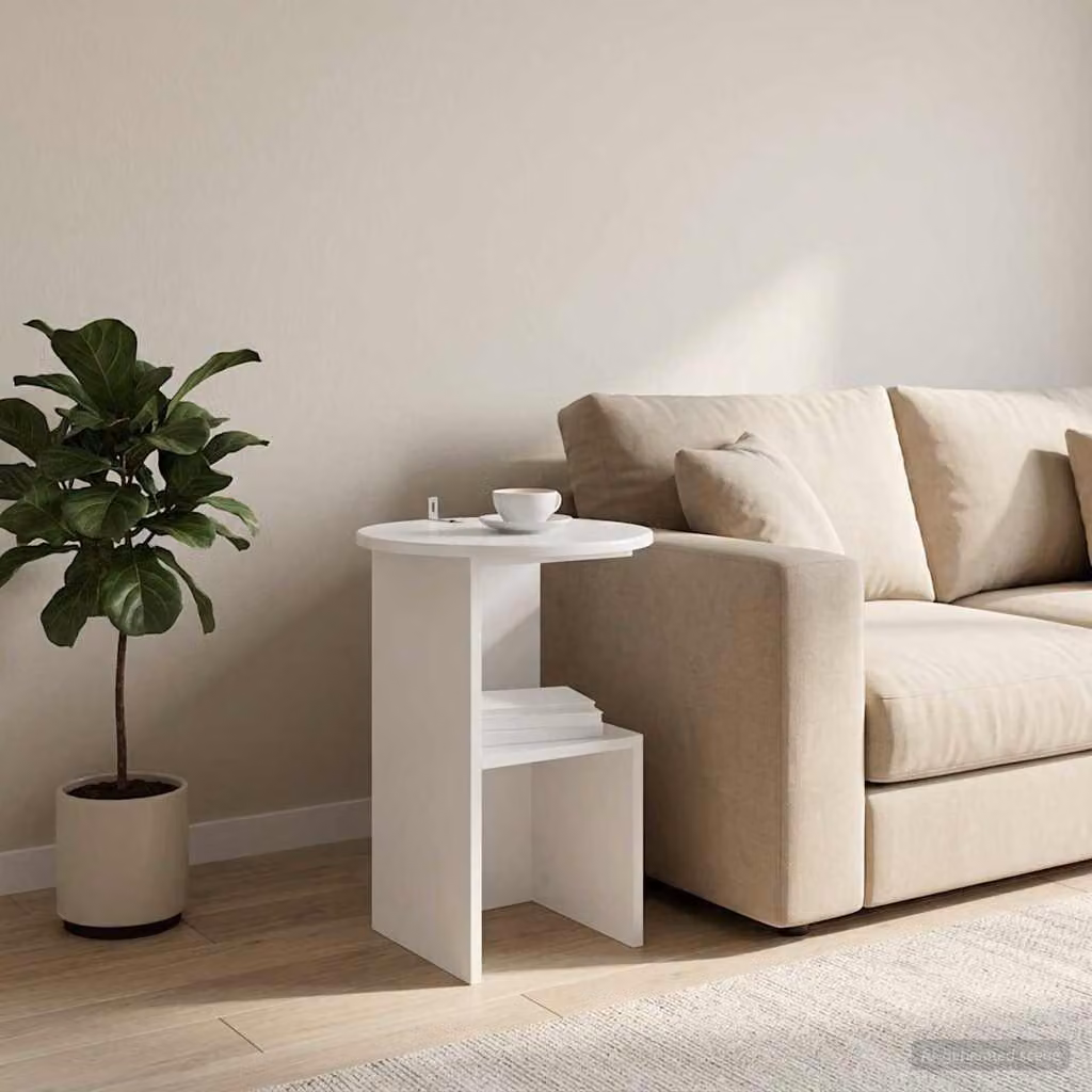 Maison Exclusive - Tavolino bianco Ø 39,5 x 55 cm in materiale derivato dal legno