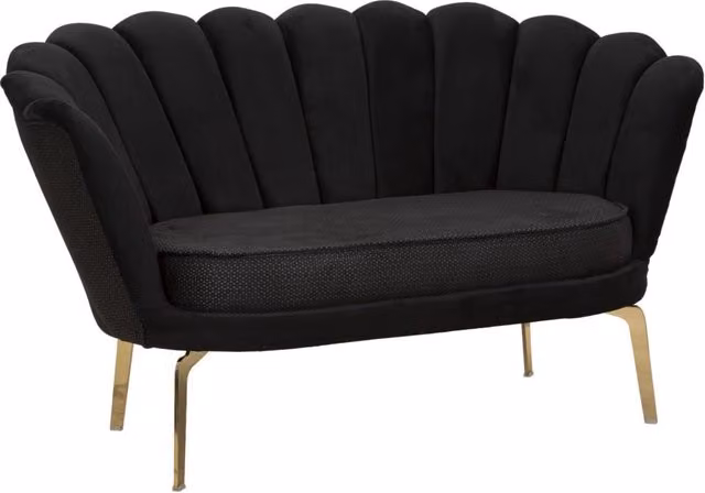Divano Vienna Plus CHARME1921 in tessuto nero e metallo dorato L: 136 cm, P: 76 cm, H: 78 cm