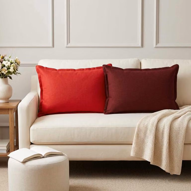 vidaXL Cuscino con cuscino HOUTEN 2 pz Rosso Lino