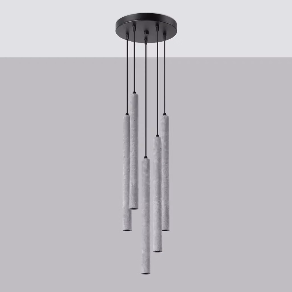 Lampada da soffitto moderna Sollux Lighting in cemento grigio e nero, forma cilindrica, 5x G9 LED, L/P/H: 25 x 25 x 110 cm – 2