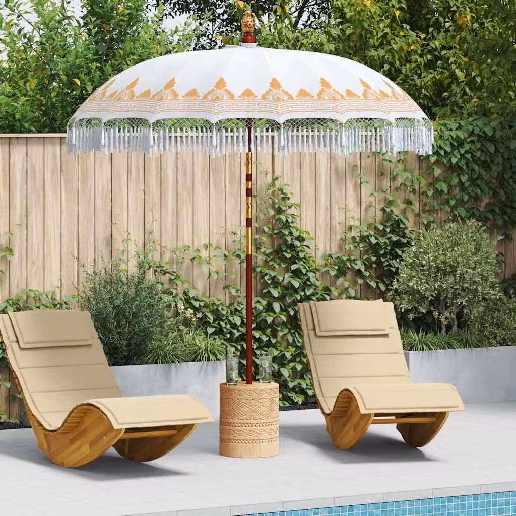 Maison Exclusive - Ombrello balinese con base, colore crema, diametro 210-220 cm