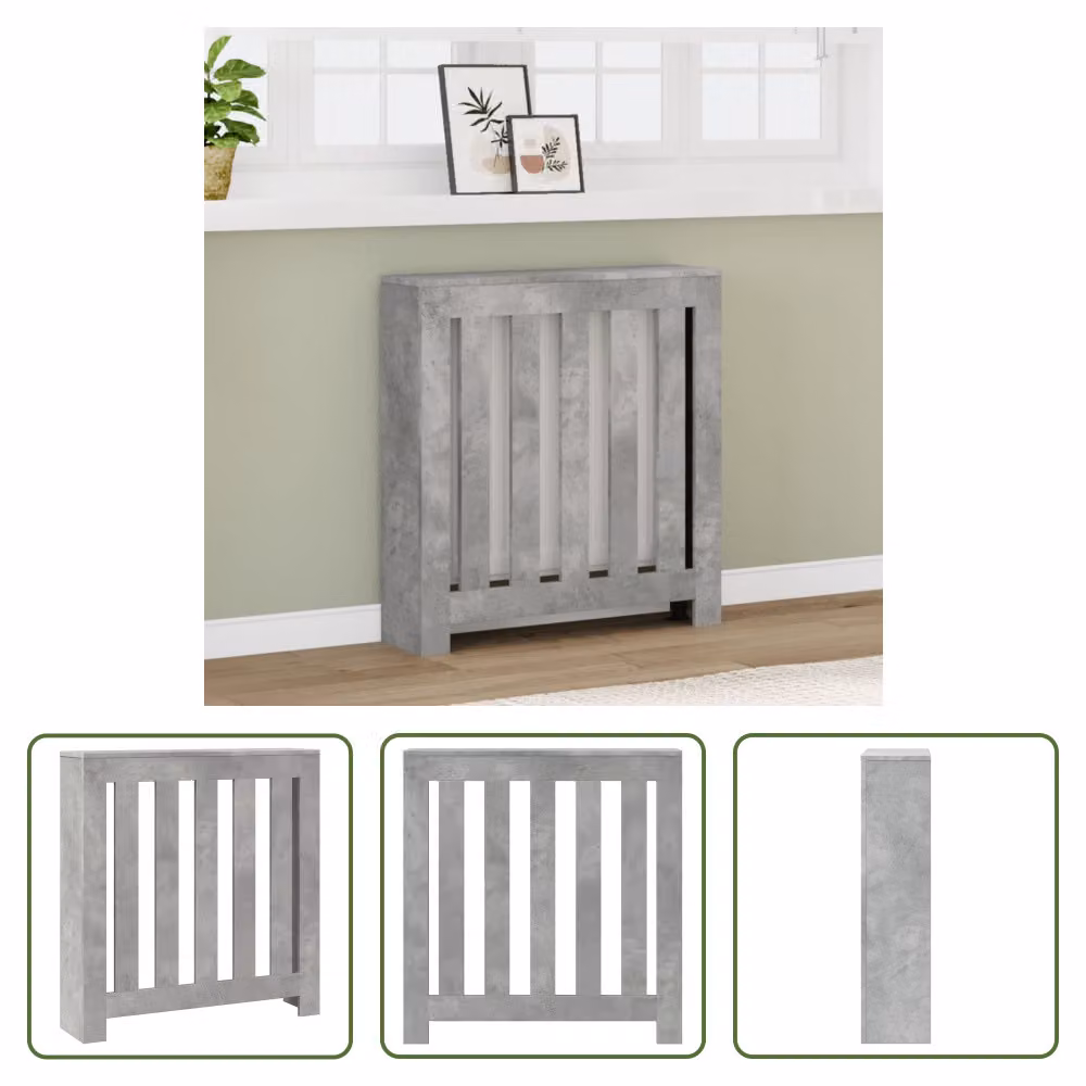 The Living Store Rivestimento per radiatori in cemento grigio 78x20x82 cm Materiale in legno
