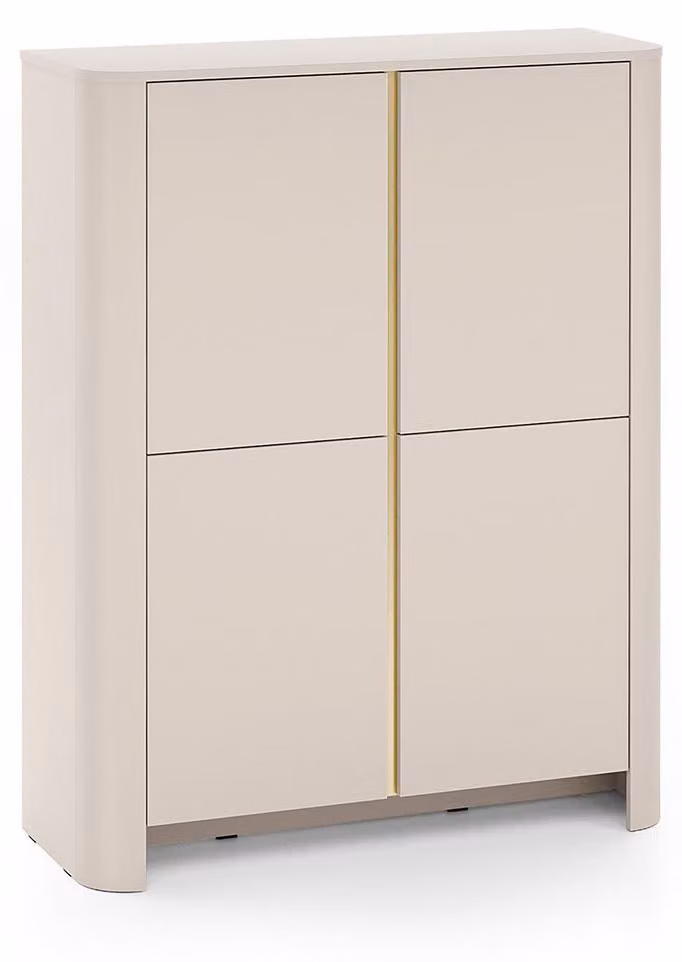 Cassettiera alta Bari 103x39x132cm a 2 ante colore selezionabile, cashmere / oro