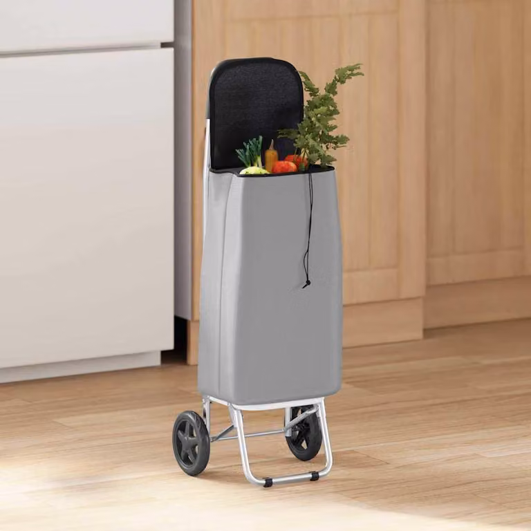vidaXL Carrello spesa grigio 35 x 28 x 92 cm Tessuto Oxford