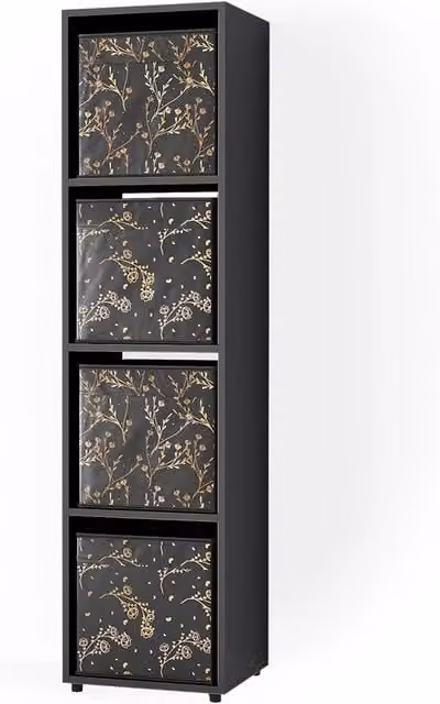 Scaffale Ludus Vicco Nero con 2 scatole pieghevoli H: 142.5 cm, P: 36.2 cm, L: 33.0 cm – 1