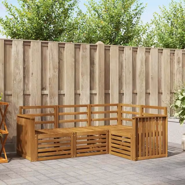 Set di divani da esterno 4 pz Naturale Poliestere 3374724