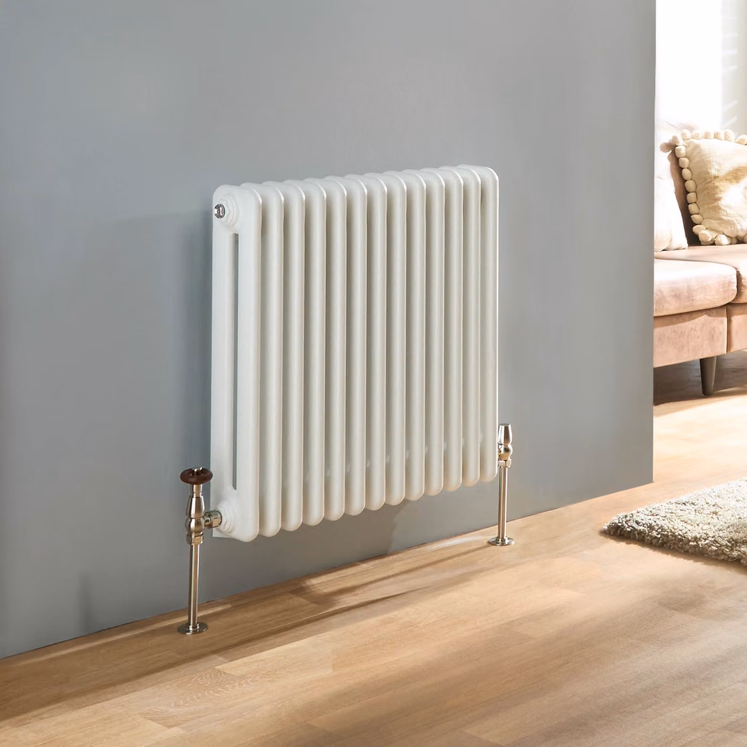 Radiatore Orizzontale a Doppia Colonna - Bianco - 600mm x 600mm  - Atticus