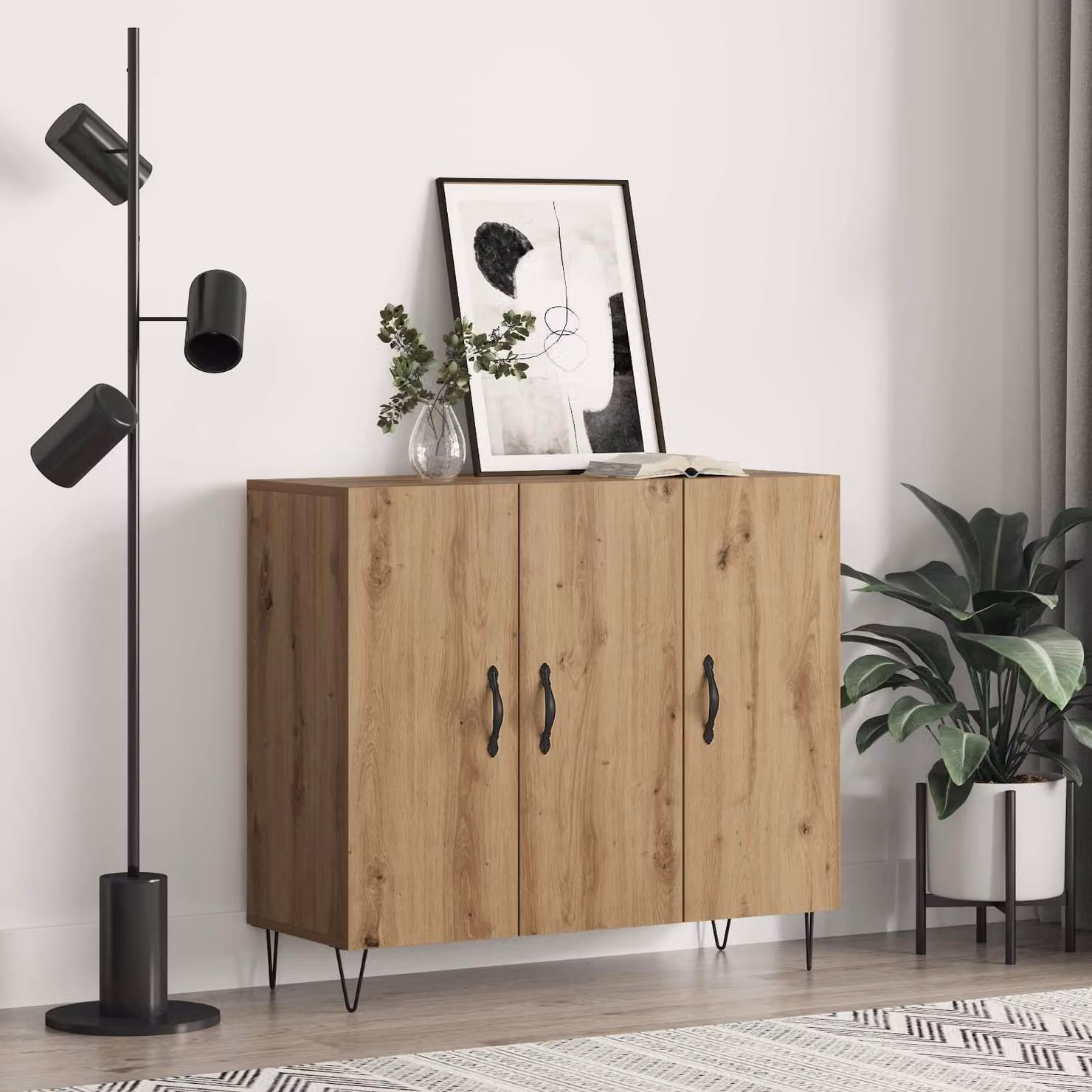 Credenza moderna vidaXL in rovere marrone, L 90 cm x P 32,5 cm x H 80 cm