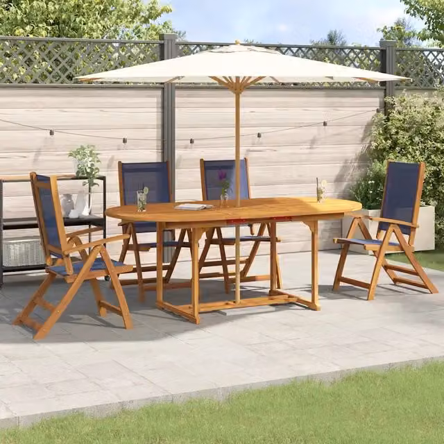 Set Pranzo da Giardino 5pz Legno Massello di Acacia e Textilene 3279300