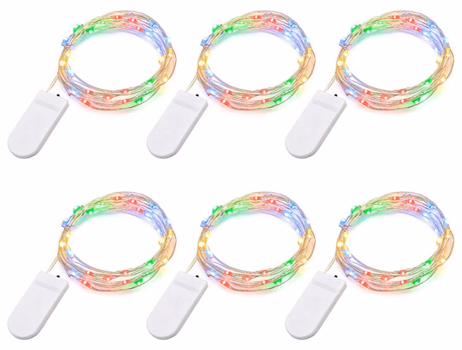 Catena luminosa a LED, 2 metri, 20 LED, multicolore, set da 6