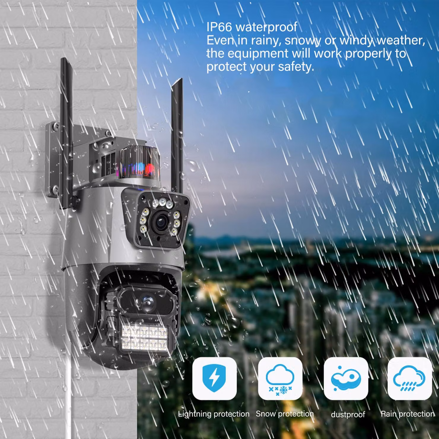 Telecamera di sorveglianza da esterno da 8 MP, Wi-Fi HD, rilevamento del movimento PTZ a 360 gradi, visione notturna con comunicazione bidirezionale, IP66, impermeabile, 110-240 V
