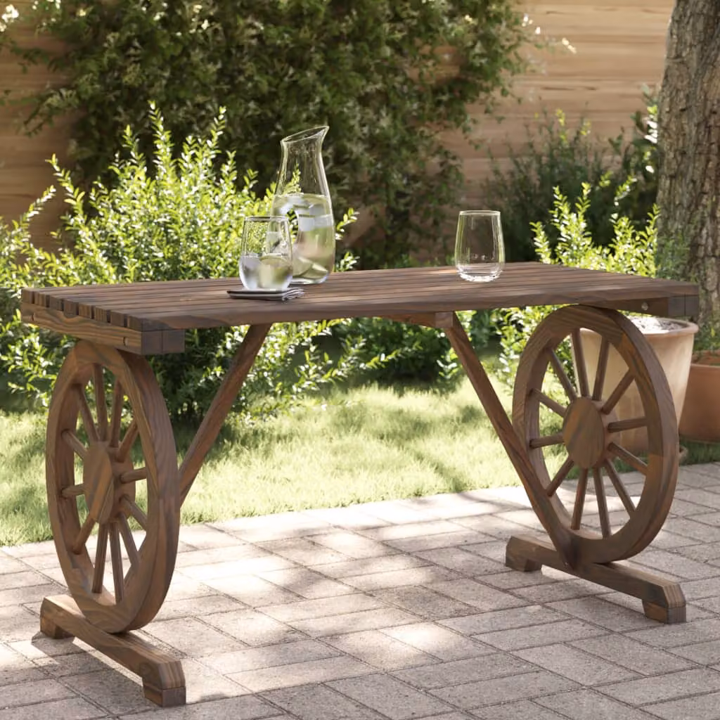 vidaXL Tavolo da giardino rettangolare in legno massello di abete marrone L: 115 cm, P: 55 cm, H: 65 cm