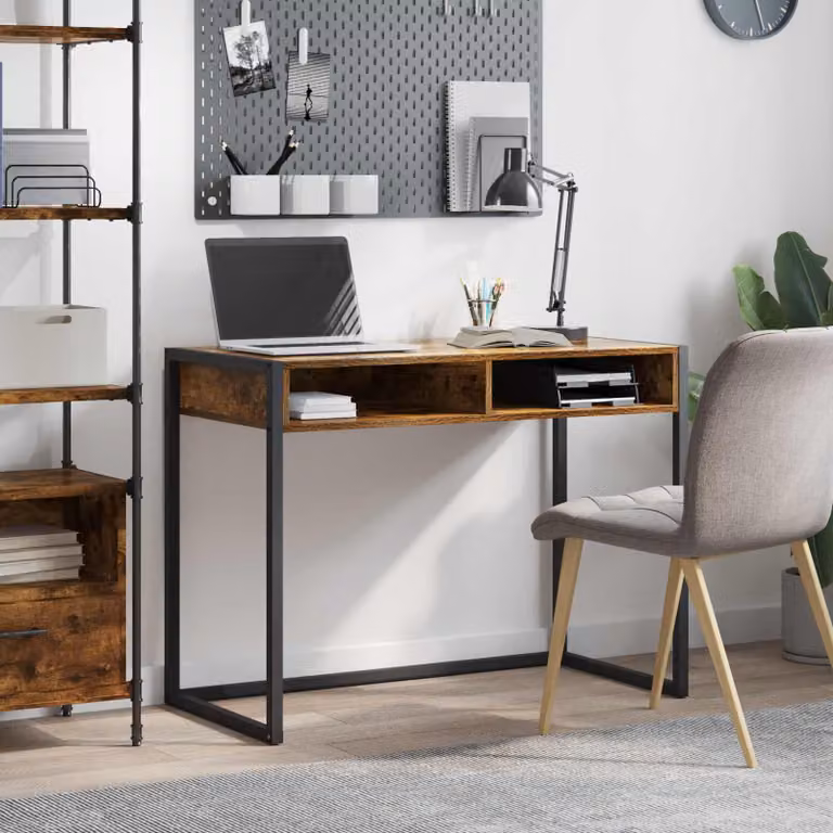 Maison Exclusive - Scrivania in legno impiallacciato effetto noce, dimensioni 100 x 50 x 75 cm