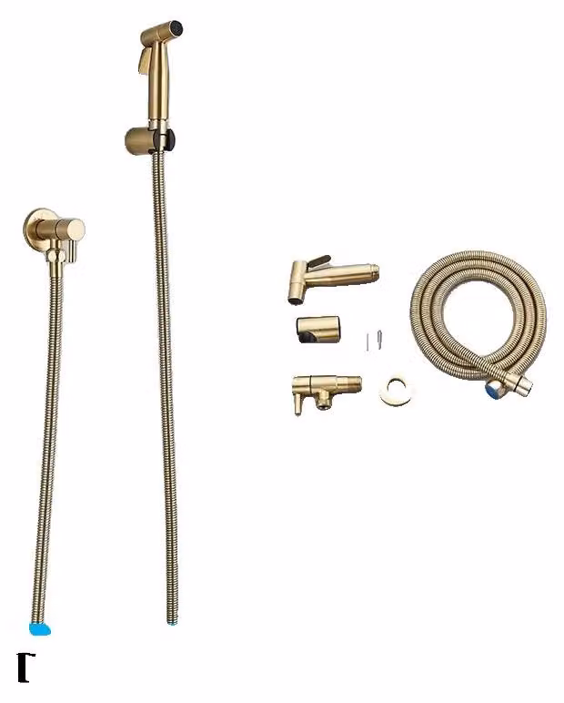 Rubinetto per bidet, da montare a parete, con un solo ingresso per acqua fredda, finitura oro spazzolato, tipo A. Finitura oro spazzolato, tipo A