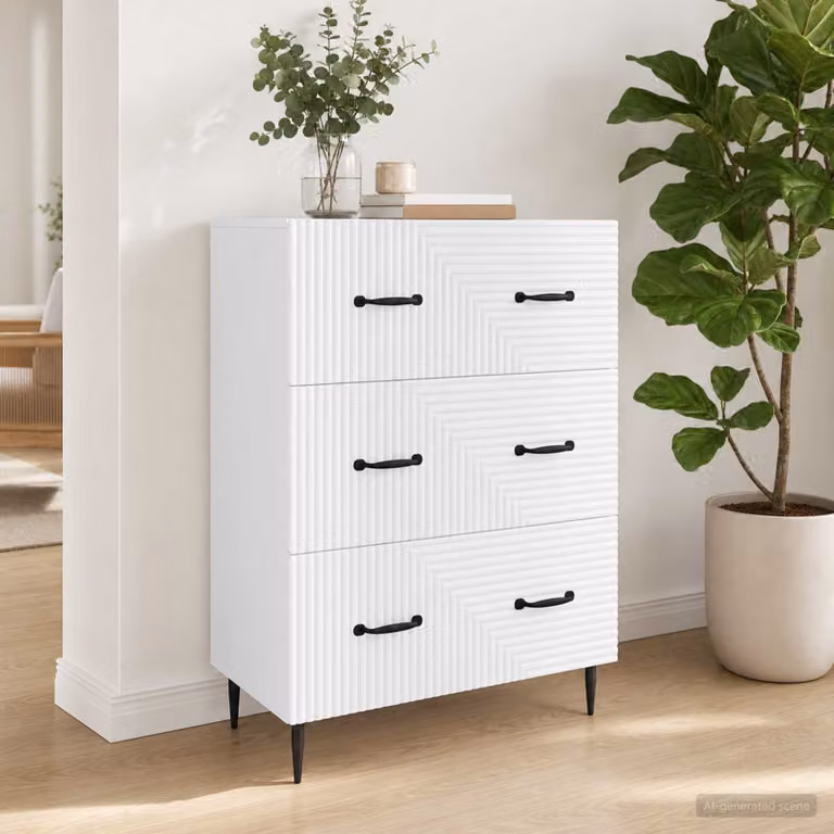 Carrello mobile con cassetti vidaXL bianco L: 66 cm, P: 34,5 cm, H: 89,5 cm