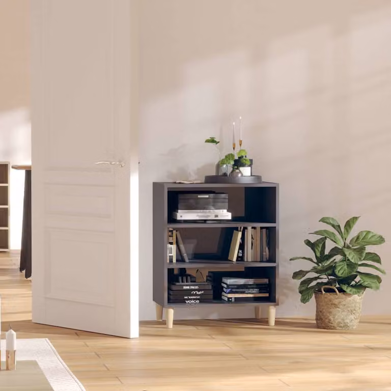 Credenza moderna vidaXL in legno multistrato e MDF, Grigio Lucido, L: 57 cm, P: 35 cm, H: 70 cm