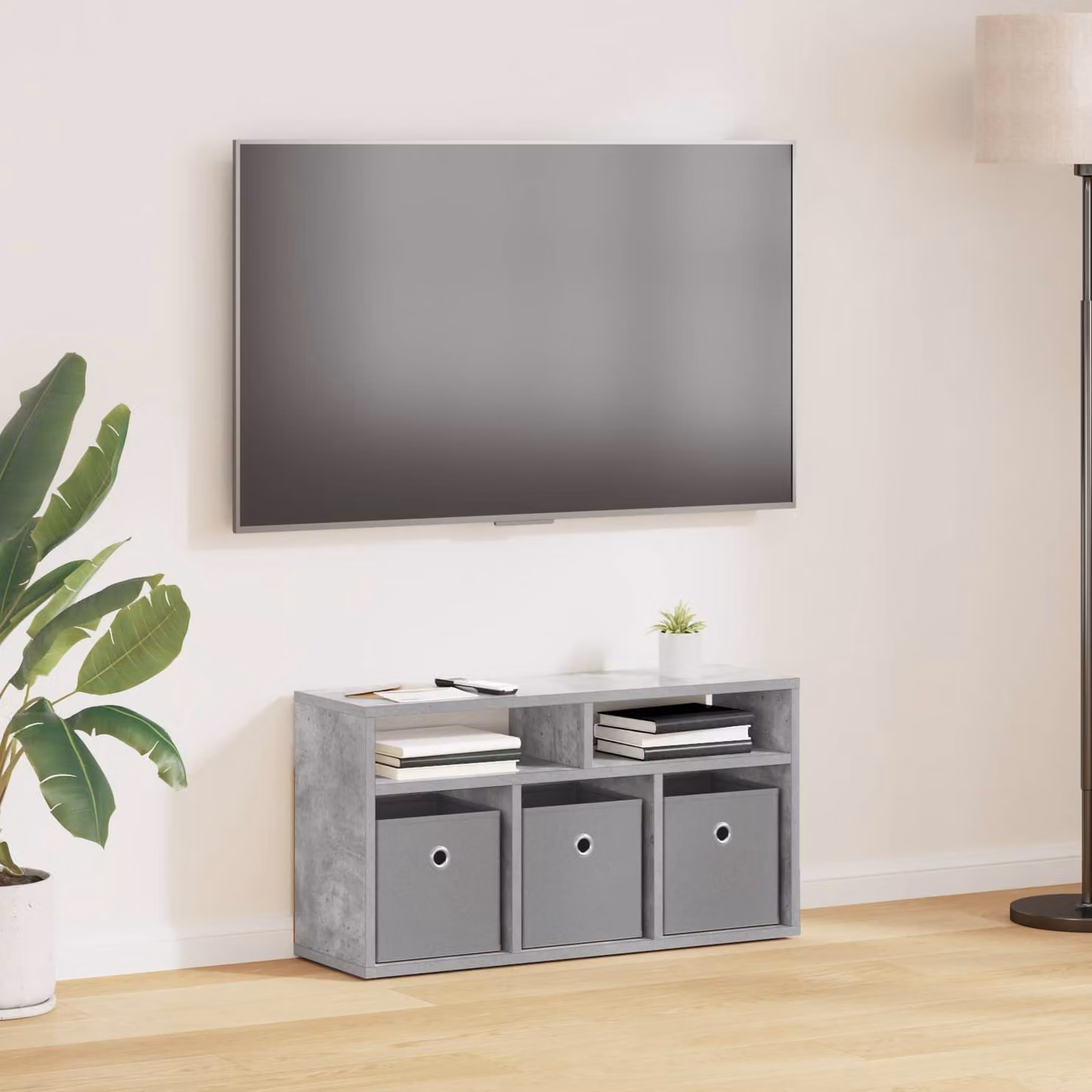 Lowboard vidaXL con cassetto in legno e MDF, Grigio cemento, L 72 cm x P 22,5 cm x H 38 cm