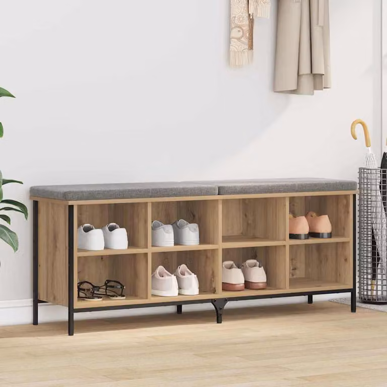 Scarpiera mobile vidaXL in stile industriale in legno e metallo marrone L 131 x P 35 x H 50 cm