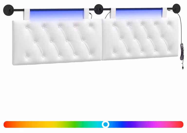 Testiera sospesa Con luce LED Bianco Tessuto