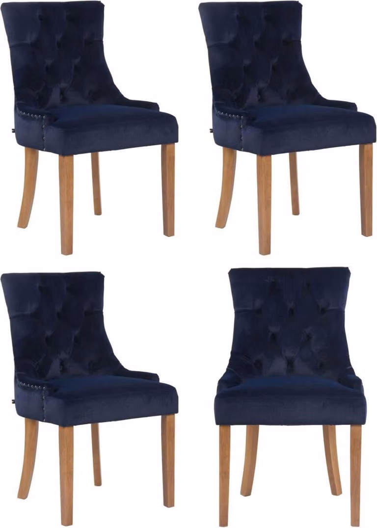 Set di 4 sedie da pranzo in velluto - sedie da pranzo - elevato comfort di seduta