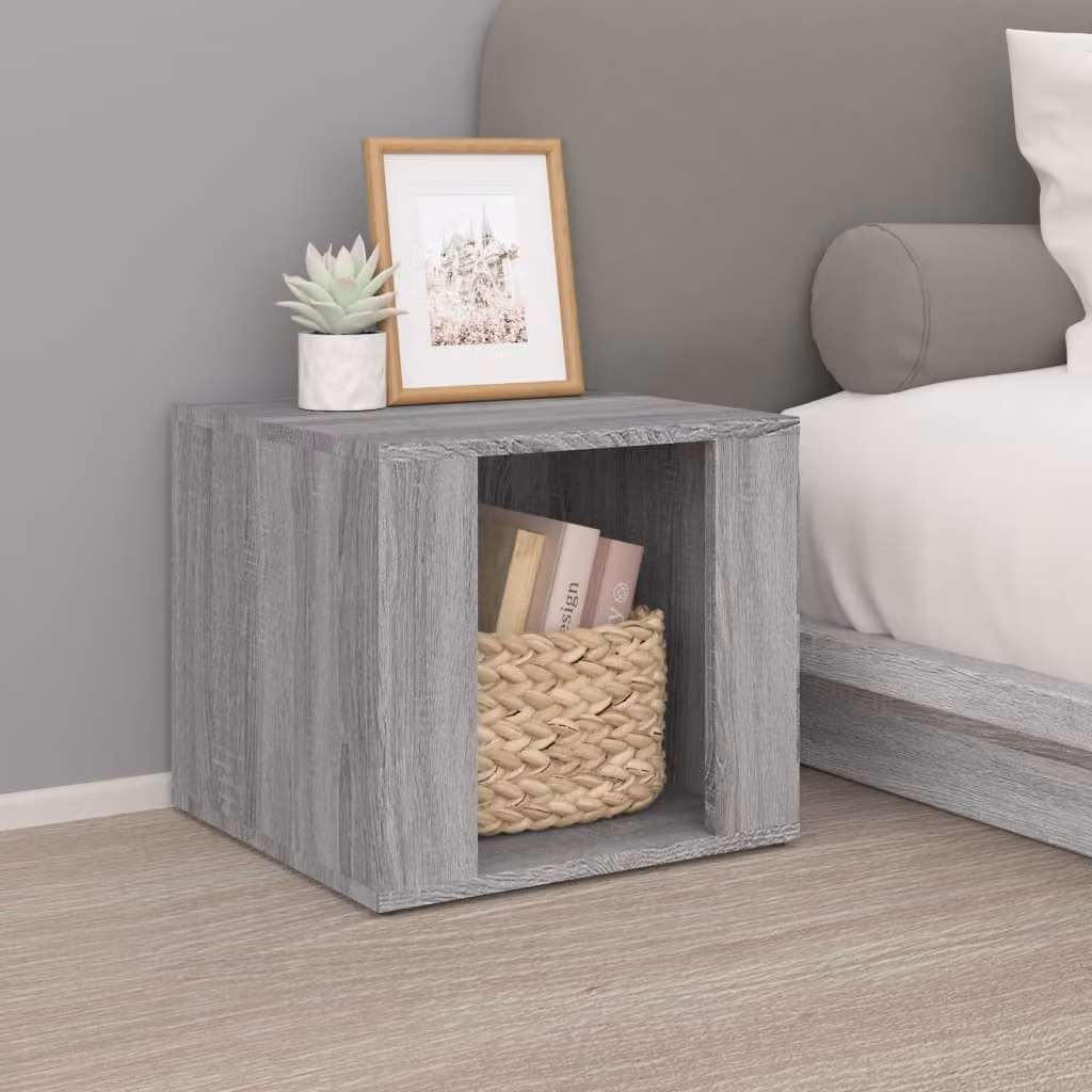 Comodino moderno vidaXL in legno multistrato e MDF, colore grigio, L 41 cm x P 40 cm x H 36 cm