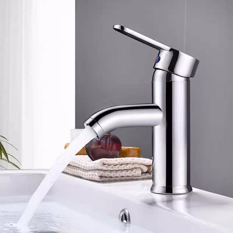 Miscelatore per lavabo in acciaio inossidabile cromato, per bagno, 16,5 cm