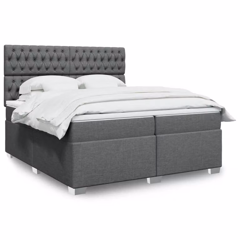 vidaXL Letto Ibrido con Materasso a Molle Insacchettate Grigio e Bianco L/P/H: 200 x 200 x 150,5 cm