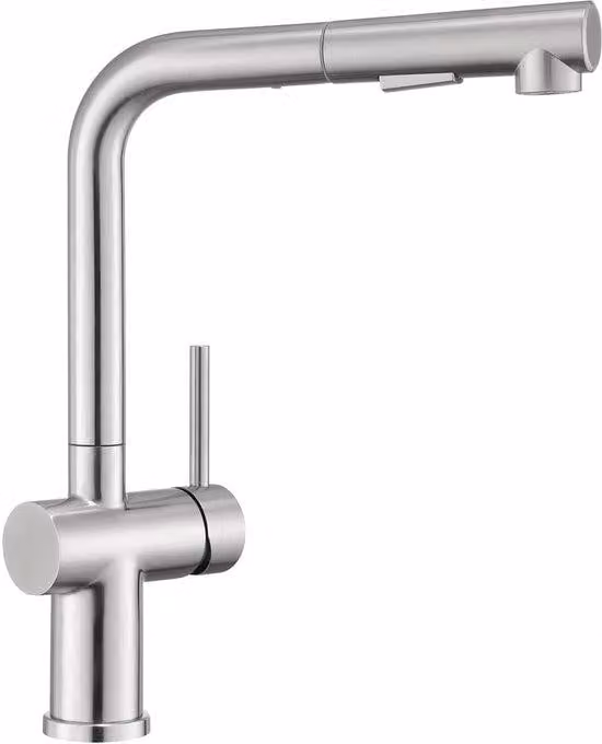 Miscelatore da cucina Ibbenzoa® in acciaio inossidabile 304 (spazzolato) – con doccetta estraibile, 2 tipi di getto, girevole a 360°, cartuccia in Vetroceramica, bocchetta di erogazione di 296 mm, altezza 334 mm, diametro foro 33–38 mm