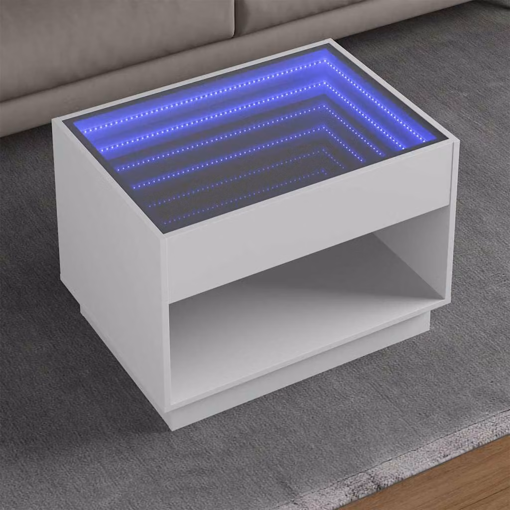 vidaXL Tavolino da Salotto Moderno Bianco Lucido con Effetto Infinity L: 70 cm, P: 50 cm, H: 50 cm